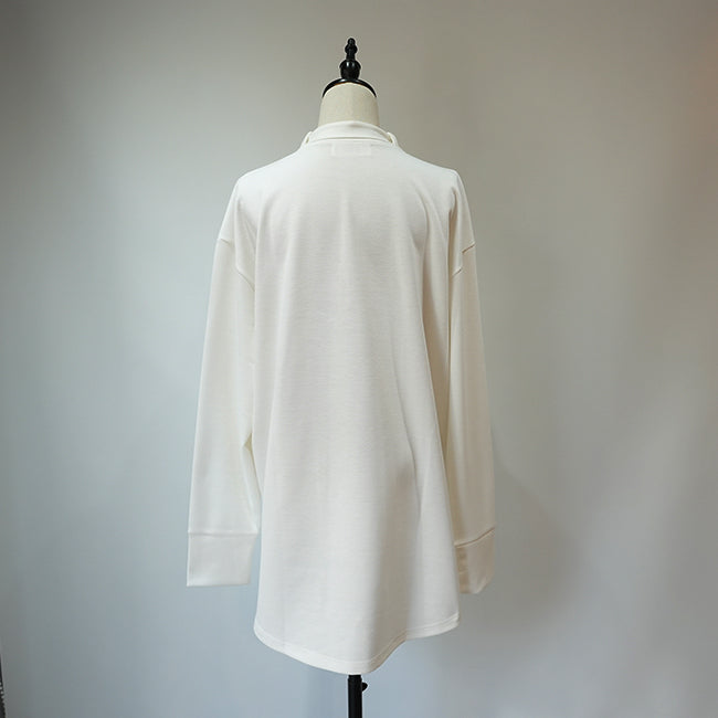Ｎ３＠(ユニセックス)リボンタイ付き長袖カットソー　white