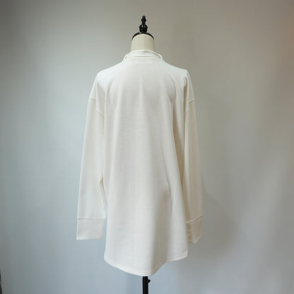 Ｎ３＠(ユニセックス)リボンタイ付き長袖カットソー　white